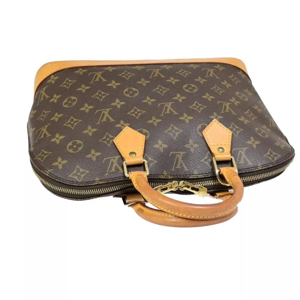 LOUIS VUITTON LV Logo Alma Hand Bag Monogram Leather Brown France - Picture 6 of 14